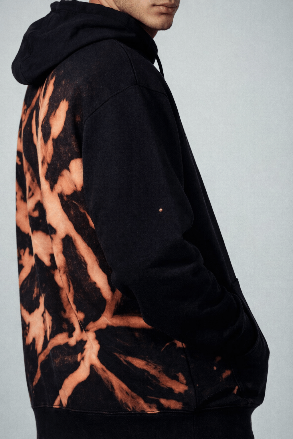 Premium Black Hoodie with abstract hand painted print - Wendy