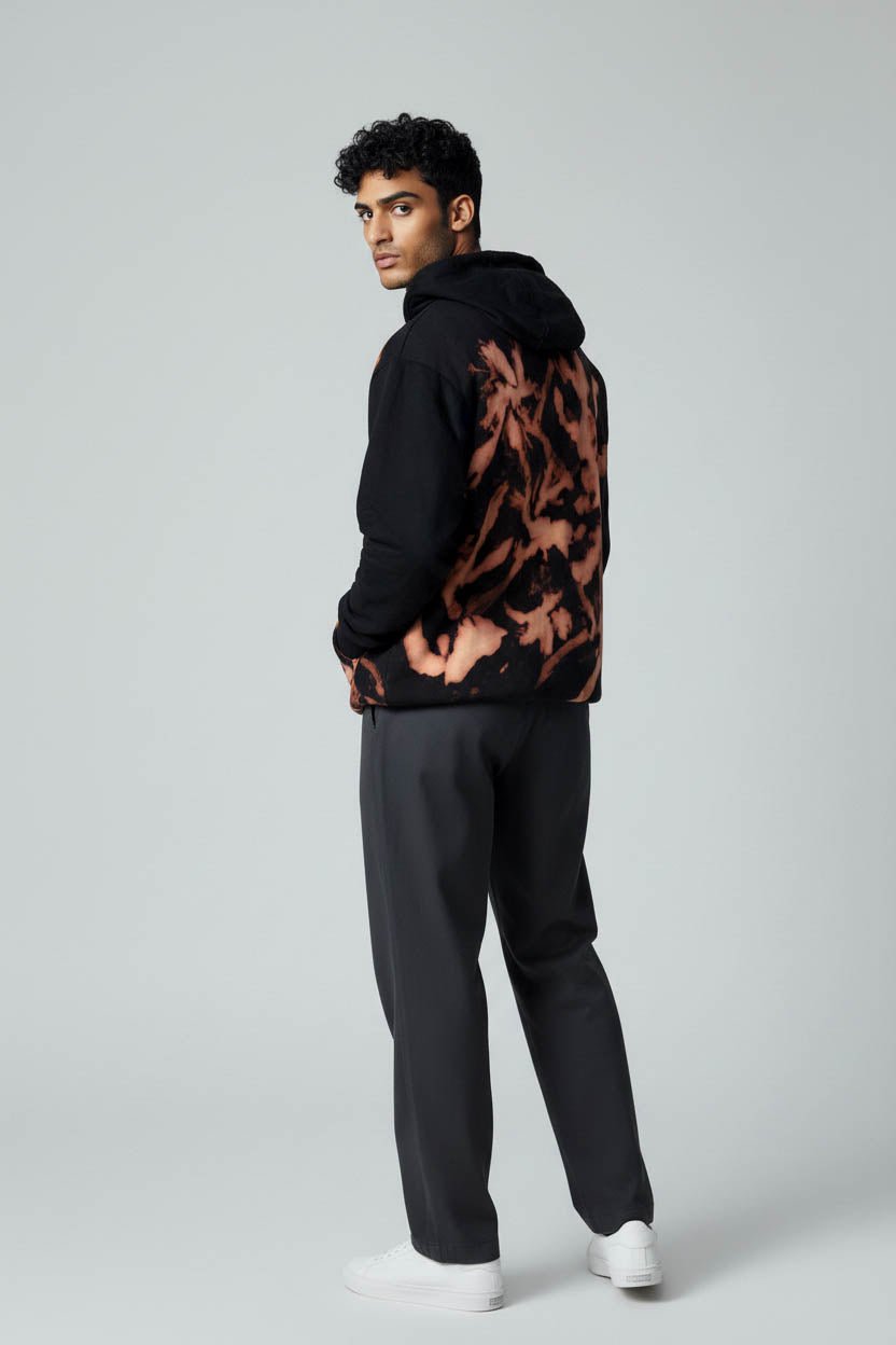 Premium Black Hoodie with abstract hand painted print - Wendy