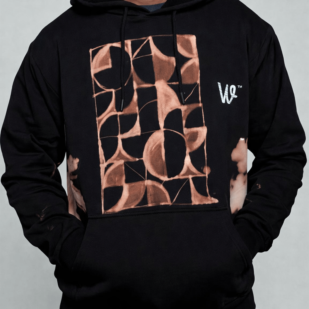 Premium Black Hoodie with abstract hand painted print - Wendy