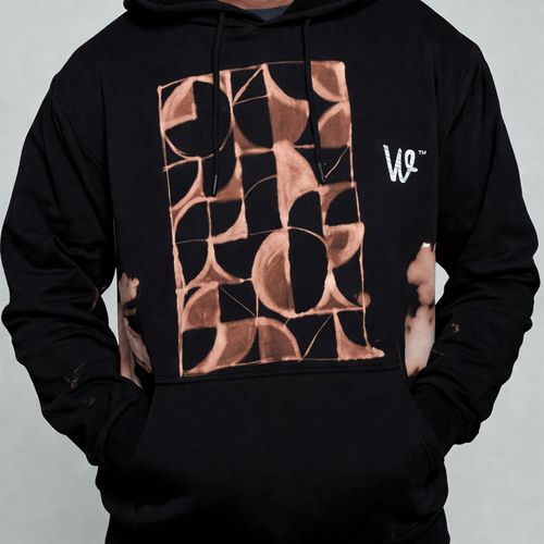 Premium Black Hoodie with abstract hand painted print - Wendy
