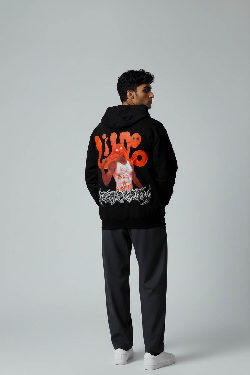 Premium Black Hoodie with Art is Not a Crime - Wendy