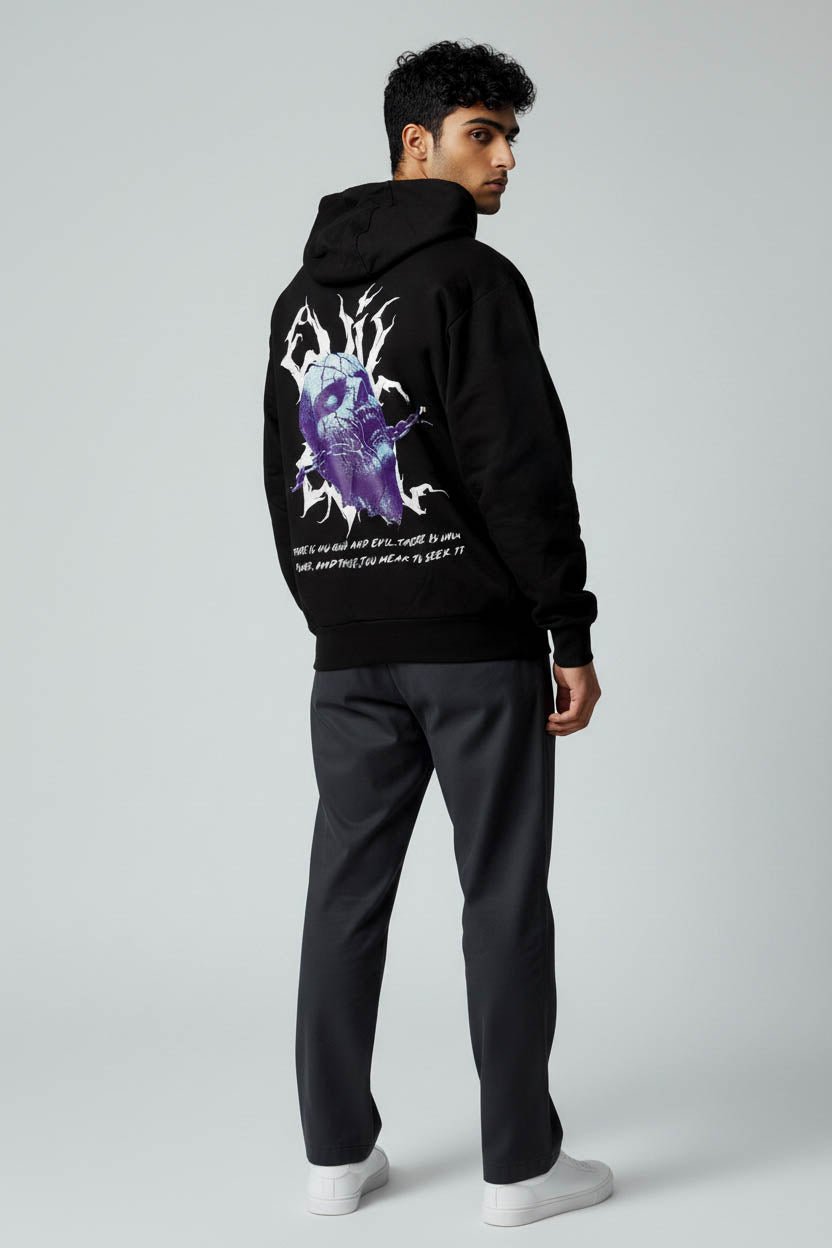 Premium Black Hoodie with Evil Skull - Wendy