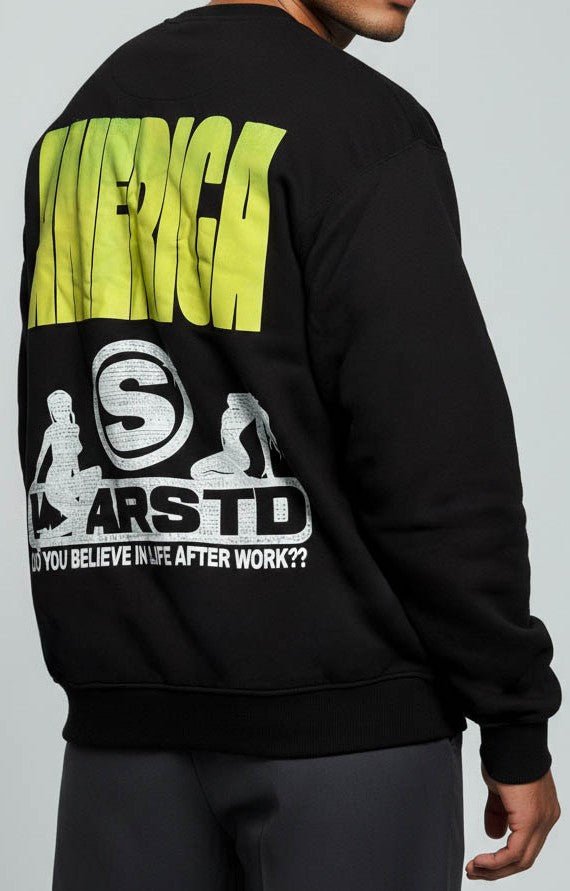 Premium Black Sweatshirt with America Warstd - Wendy