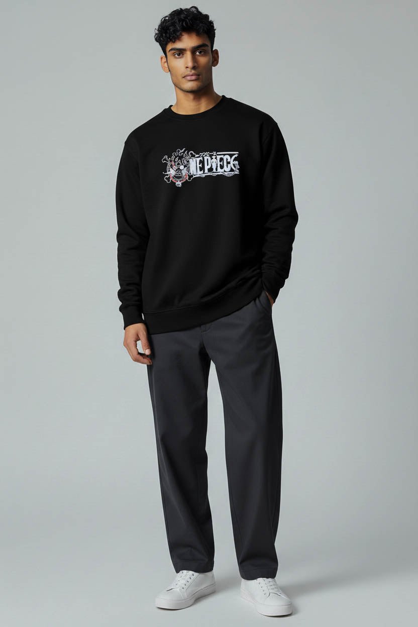 Premium Black Sweatshirt with One Piece Skull Design - Wendy