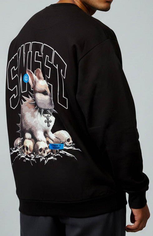 Premium Black Sweatshirt with Sweet Rabbit - Wendy