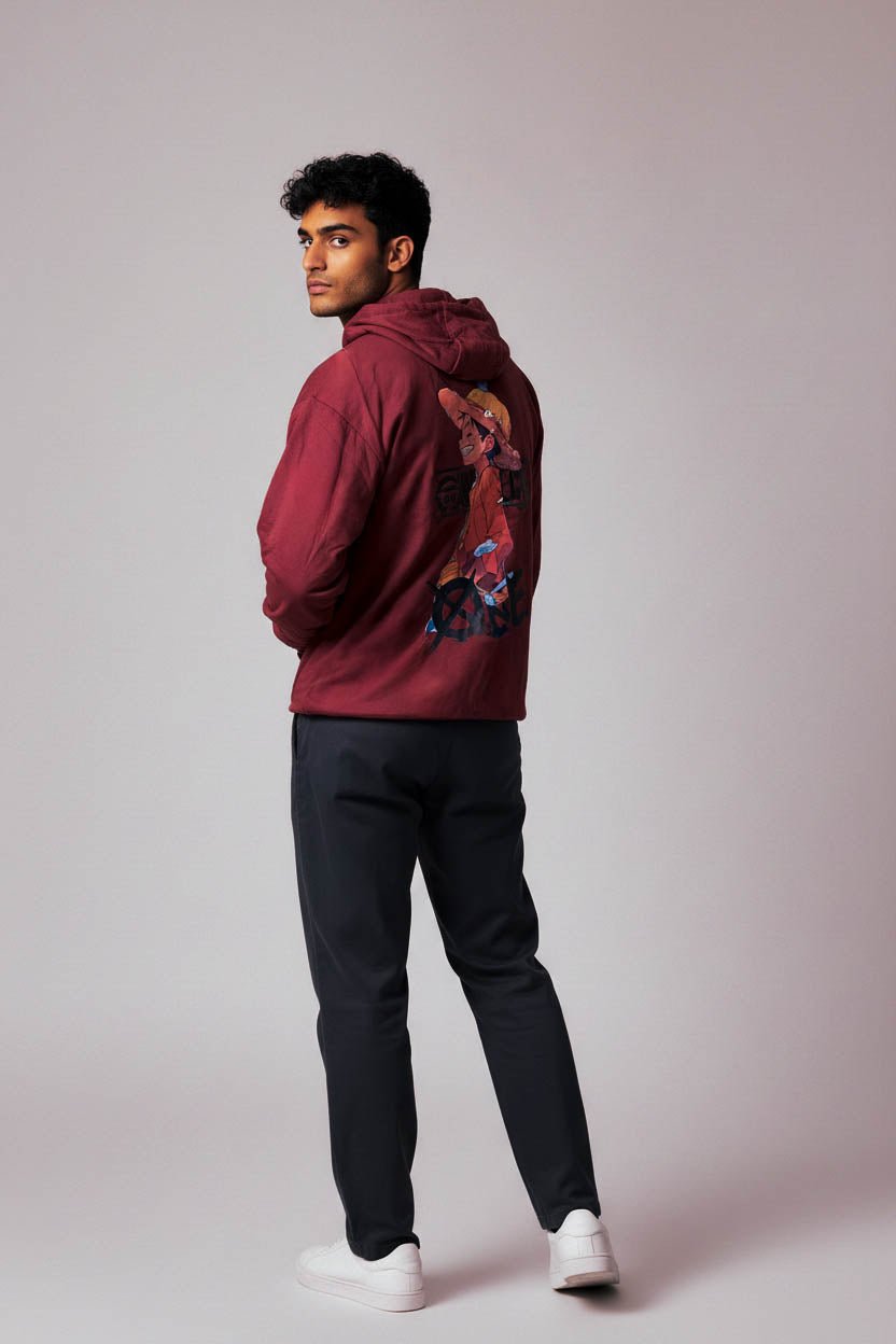 Premium Brown Hoodie with with Luffy One Piece - Wendy