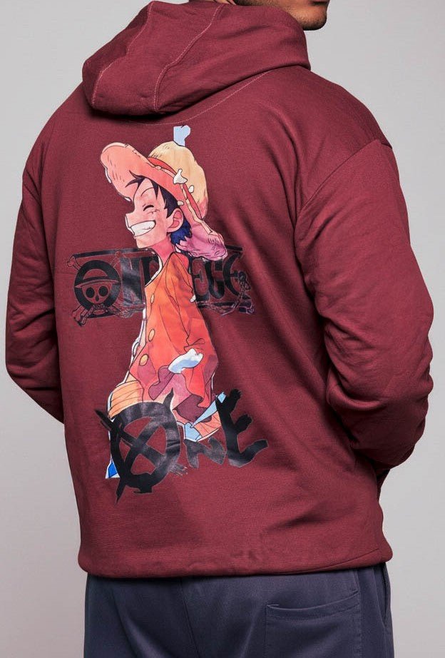Premium Brown Hoodie with with Luffy One Piece - Wendy