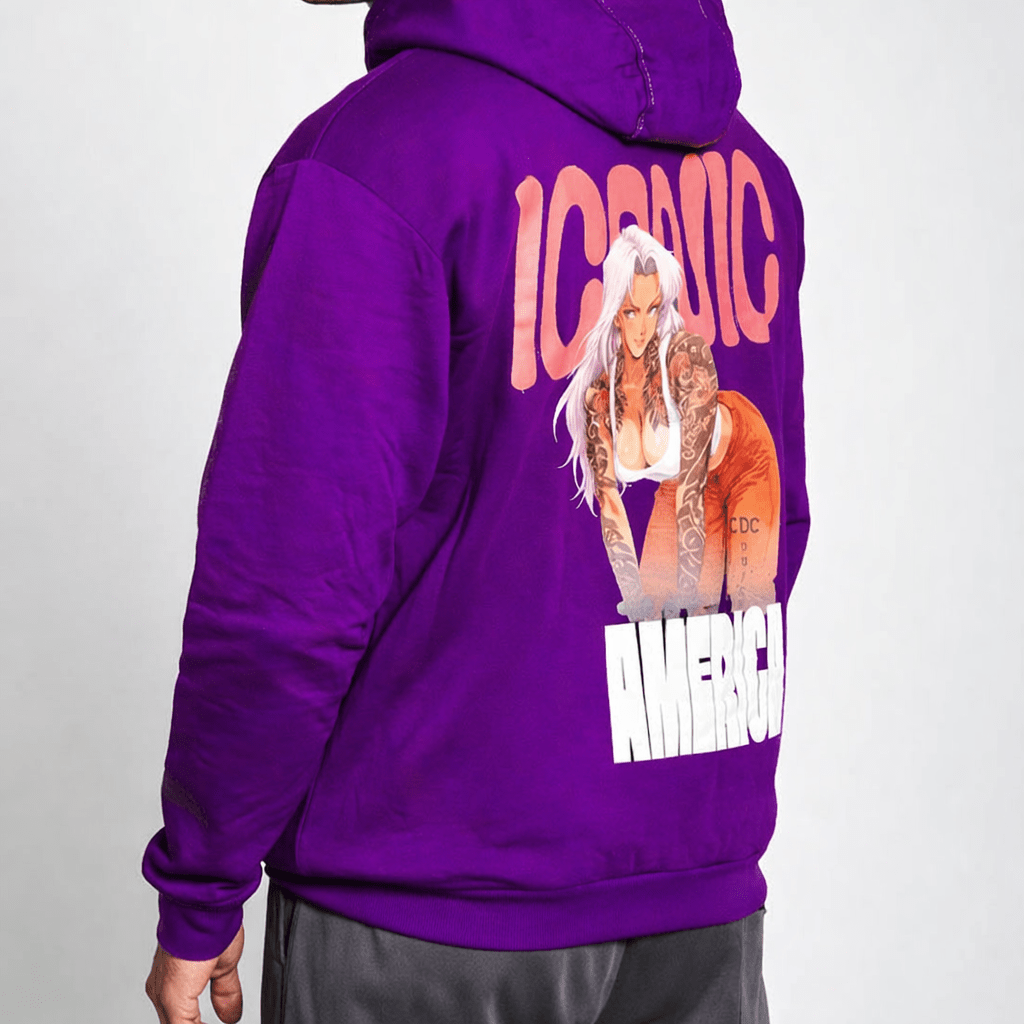 Premium Dark Violet Hoodie with Iconic America - Wendy
