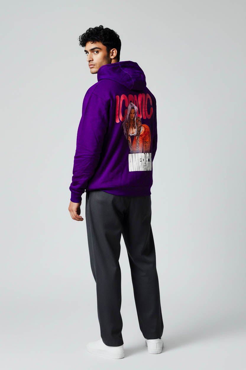 Premium Dark Violet Hoodie with Iconic America - Wendy