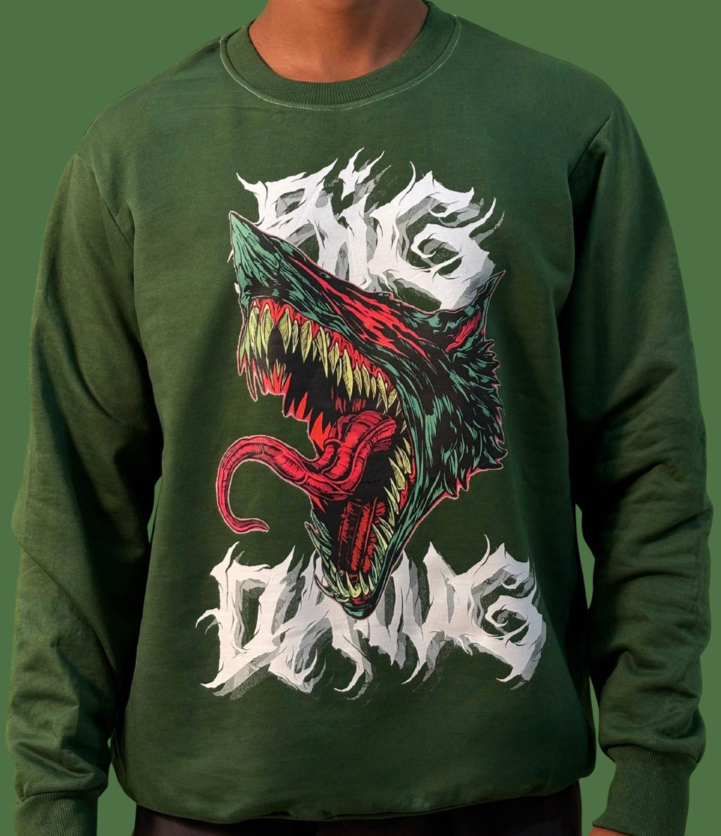 Premium Mehandi Green Sweatshirt with Big Dawg - Wendy
