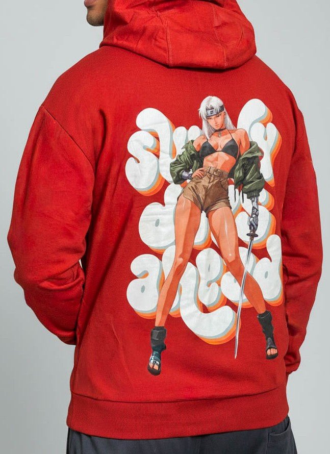 Premium Orange Hoodie with Modern Kunoichi - Wendy