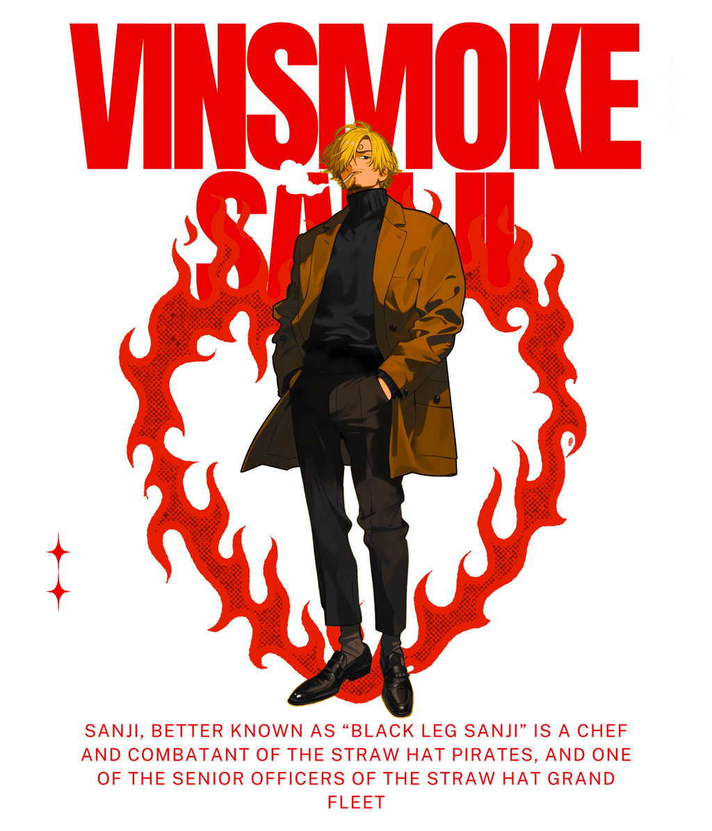 Wendy Premium Black Hoodie with Vinsmoke Sanji Print - One Piece - Wendy