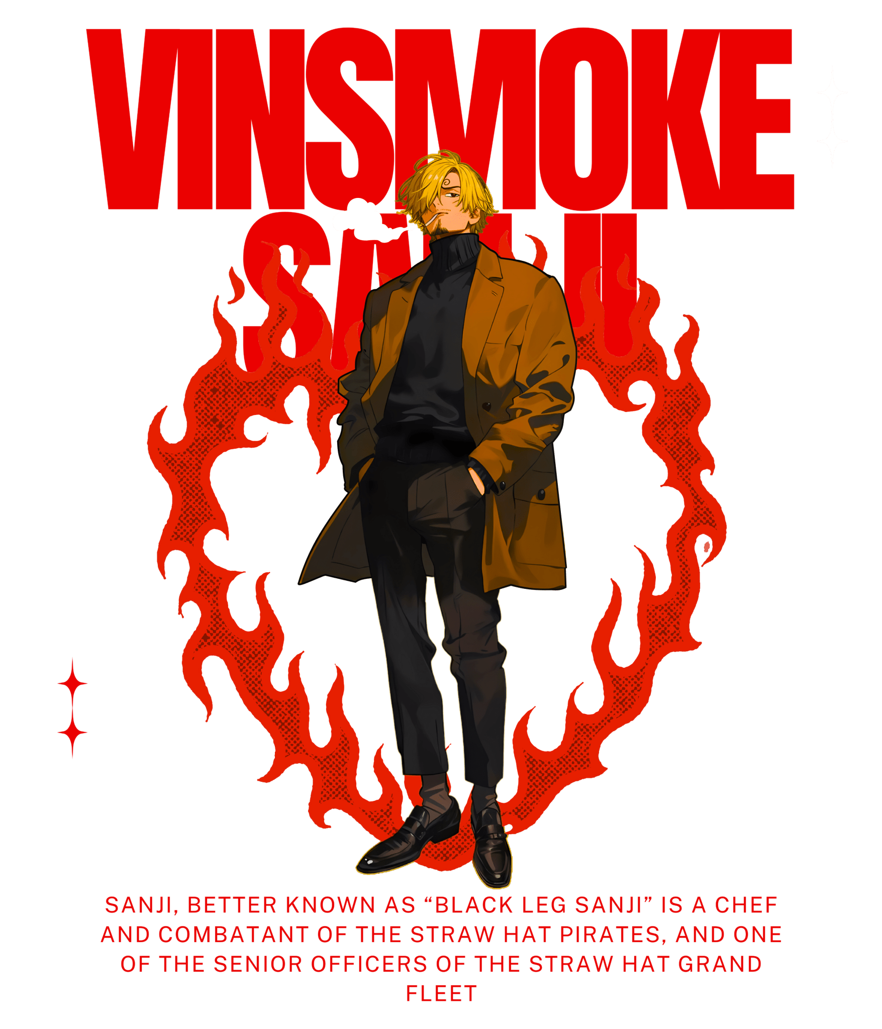 Wendy Premium Black Hoodie with Vinsmoke Sanji Print - One Piece - Wendy