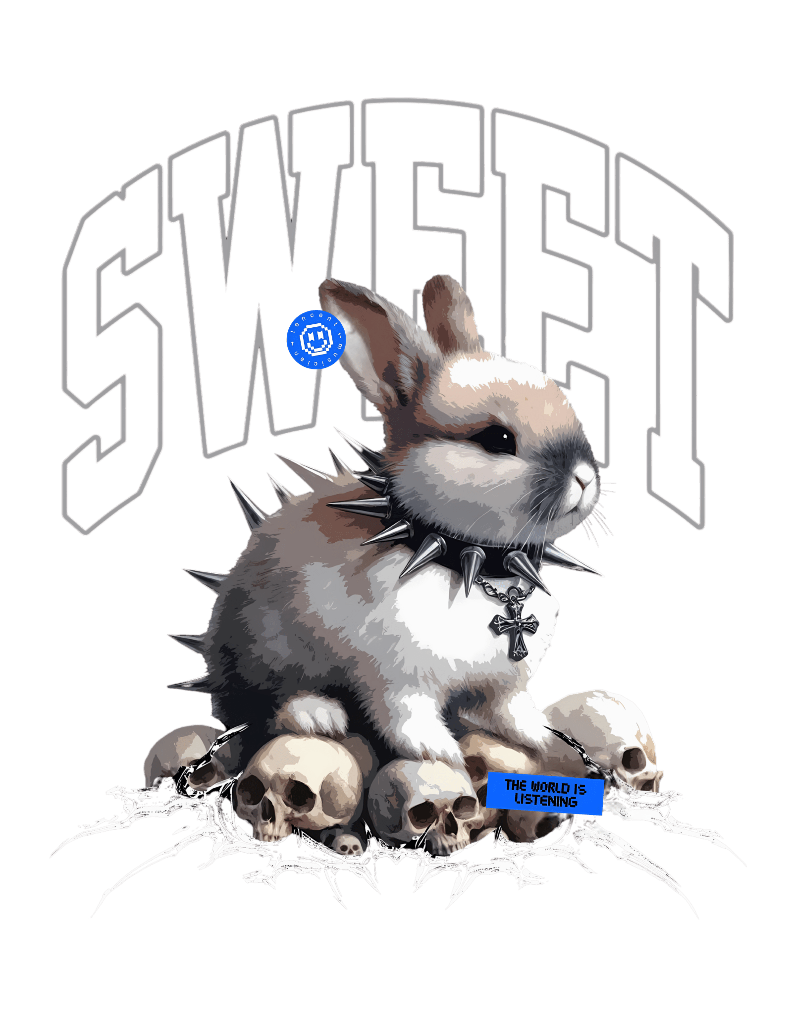 Wendy Premium Black Sweatshirt with "Sweet Rabbit" Print - Wendy