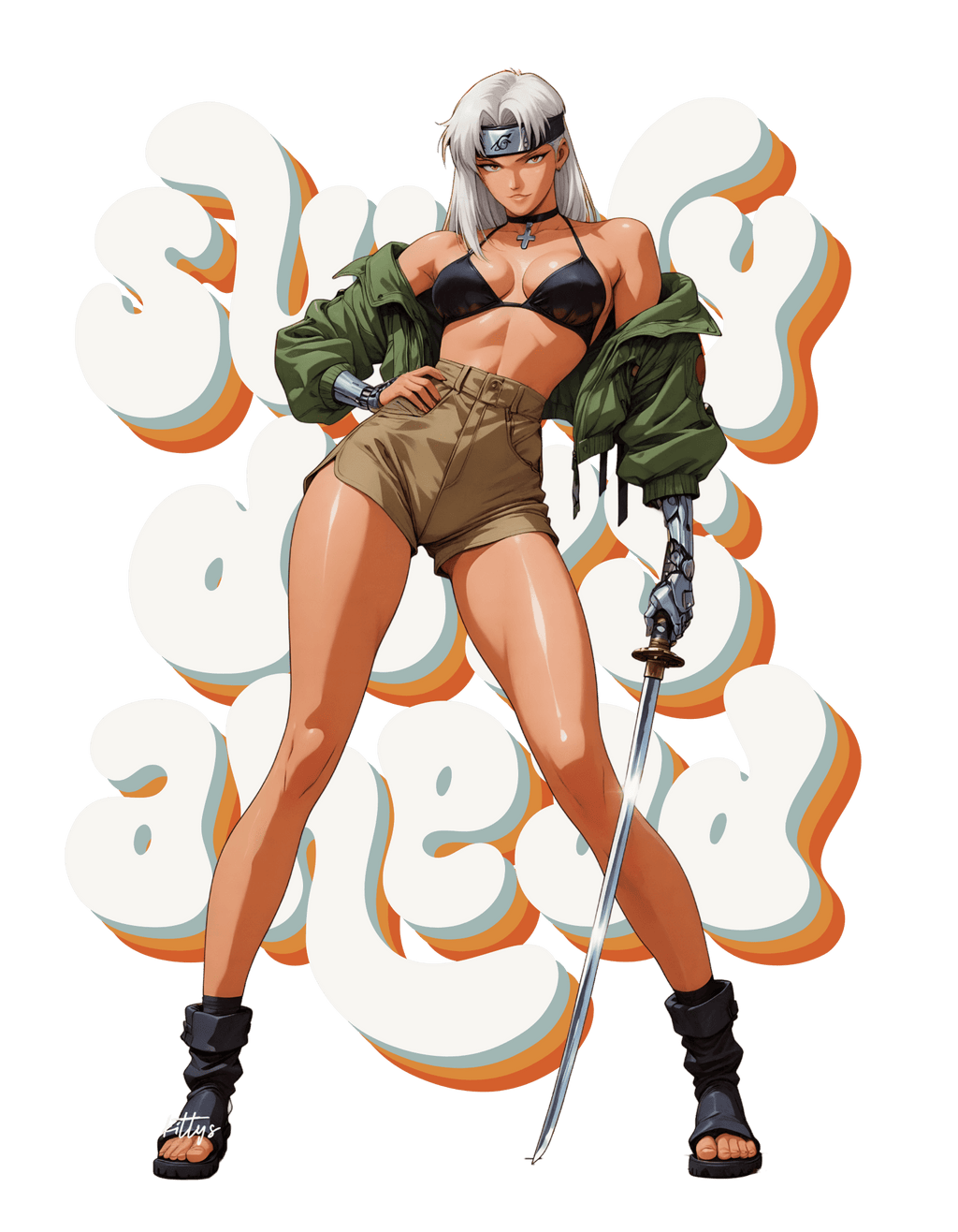 Wendy Premium Orange Hoodie with Modern Kunoichi Streetwear Print - Wendy