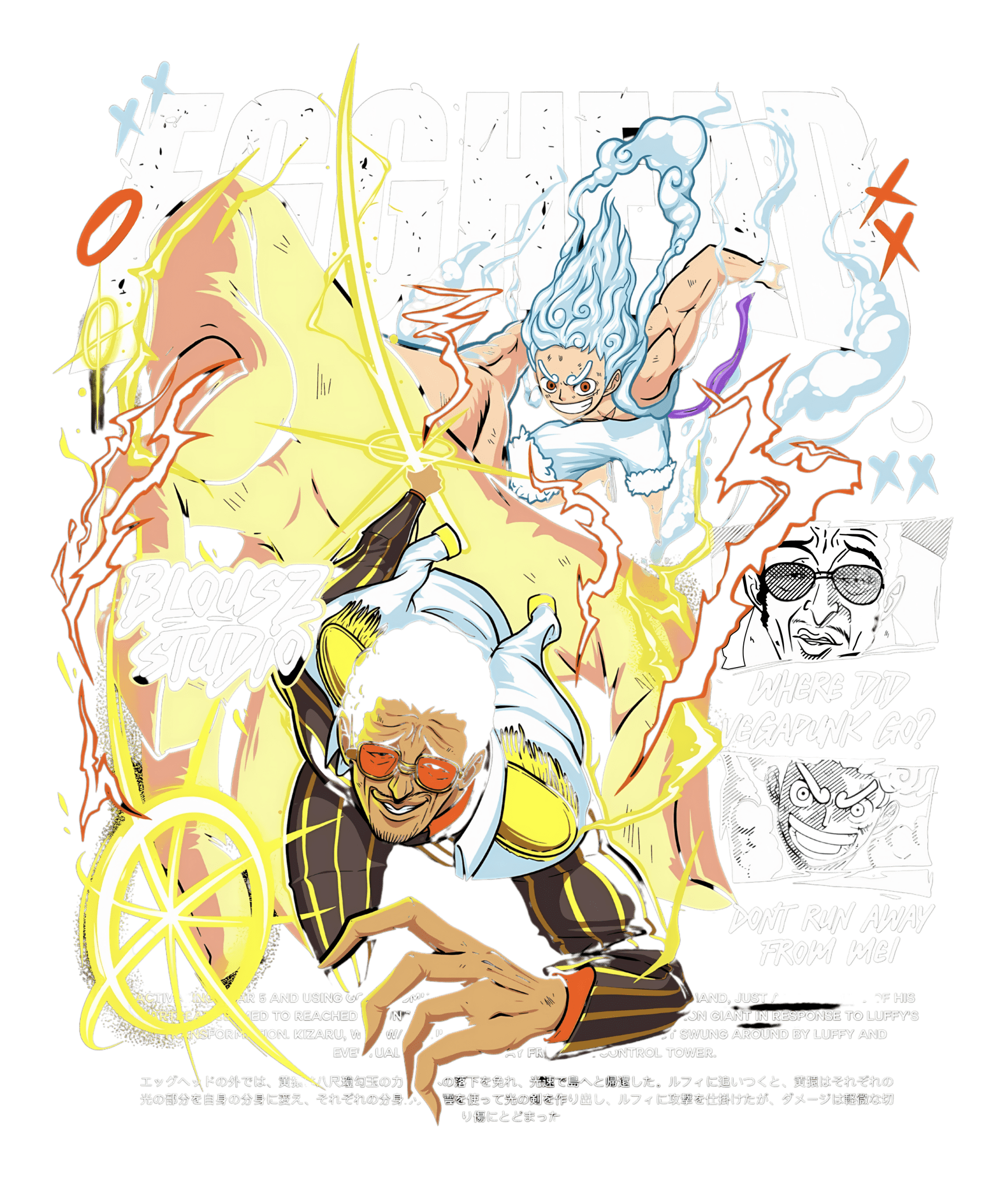 Wendy Premium Orange Sweatshirt with "Luffy vs Kizaru" Print - Wendy